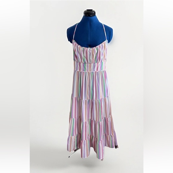 Chicwish Rainbow Candies Striped Maxi Dress Summer Strappy Tassels Size M - Picture 3 of 14